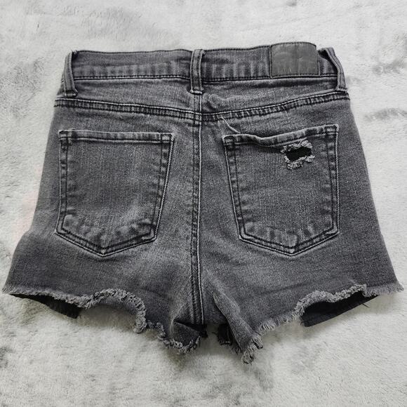 Aeropostale Shorts Womens 00 Faded Black Aero Cheeky Short Ripped Distressed - Picture 2 of 12